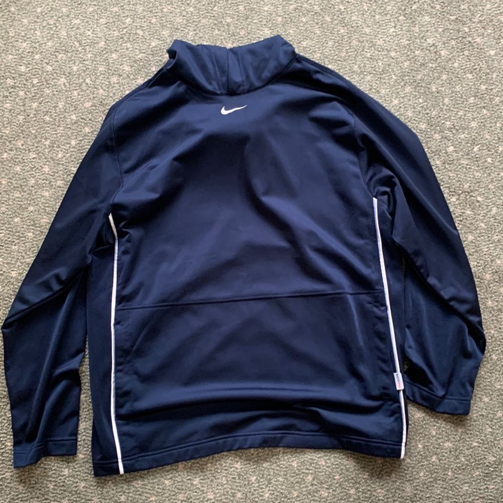 Nike Mens Therma-FIT Pullover Hoodie Navy Blue White‎ Swoosh XL